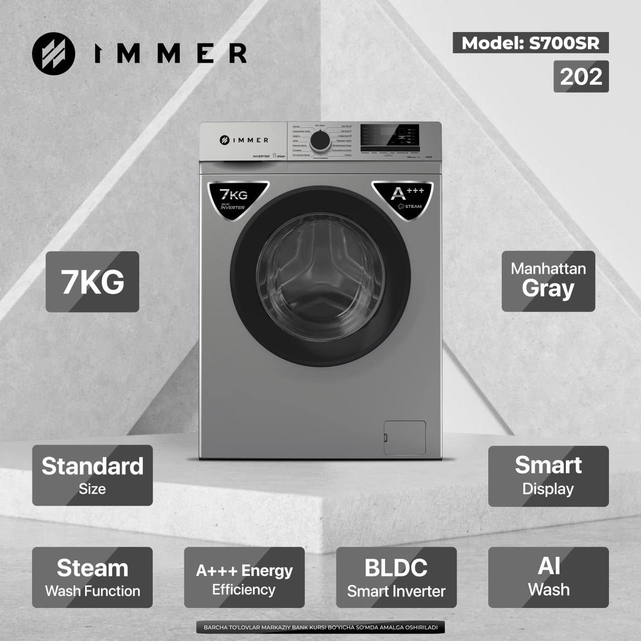 Immer S700SR (7 kg) kir yuvish mashinasi