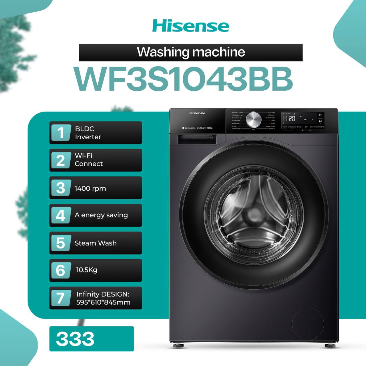 Hisense WF3S1043BB kir yuvish mashinasi