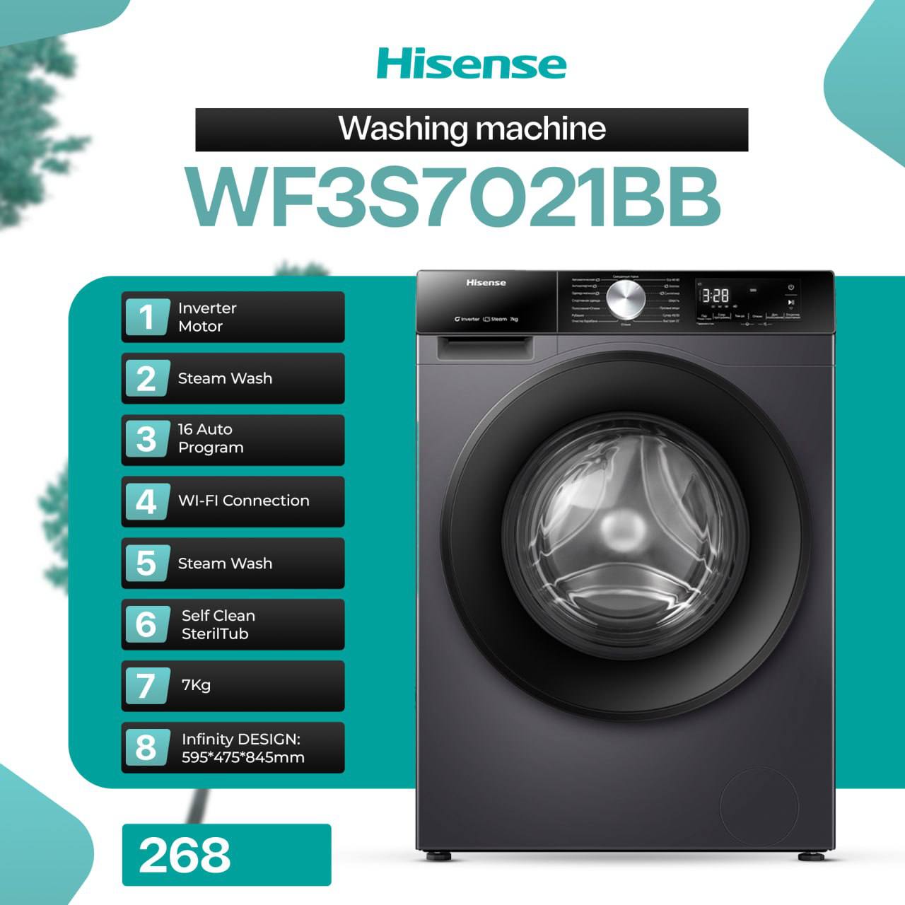 Hisense WF3S7021BB kir yuvish mashinasi