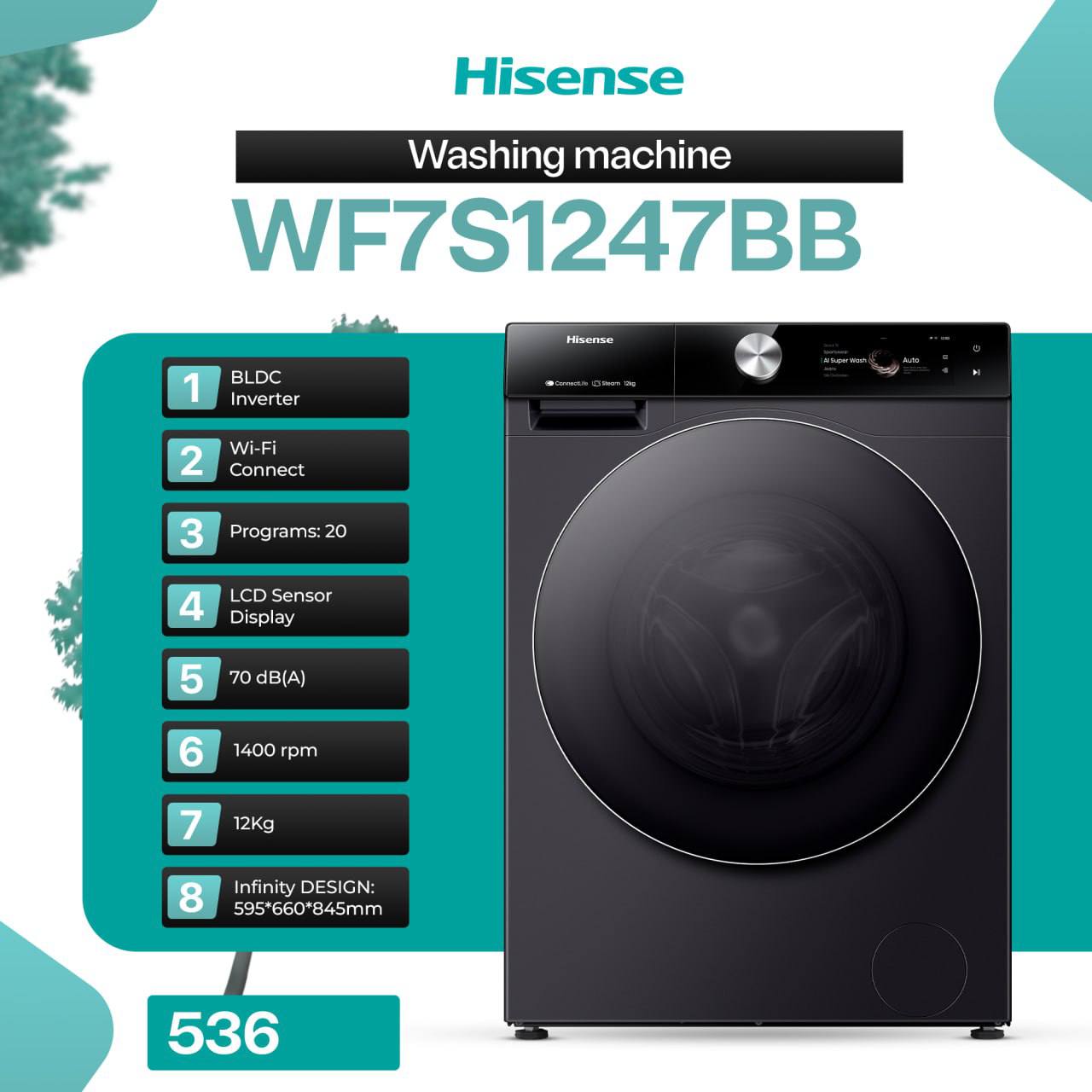 Hisense WF7S1247BB kir yuvish mashinasi