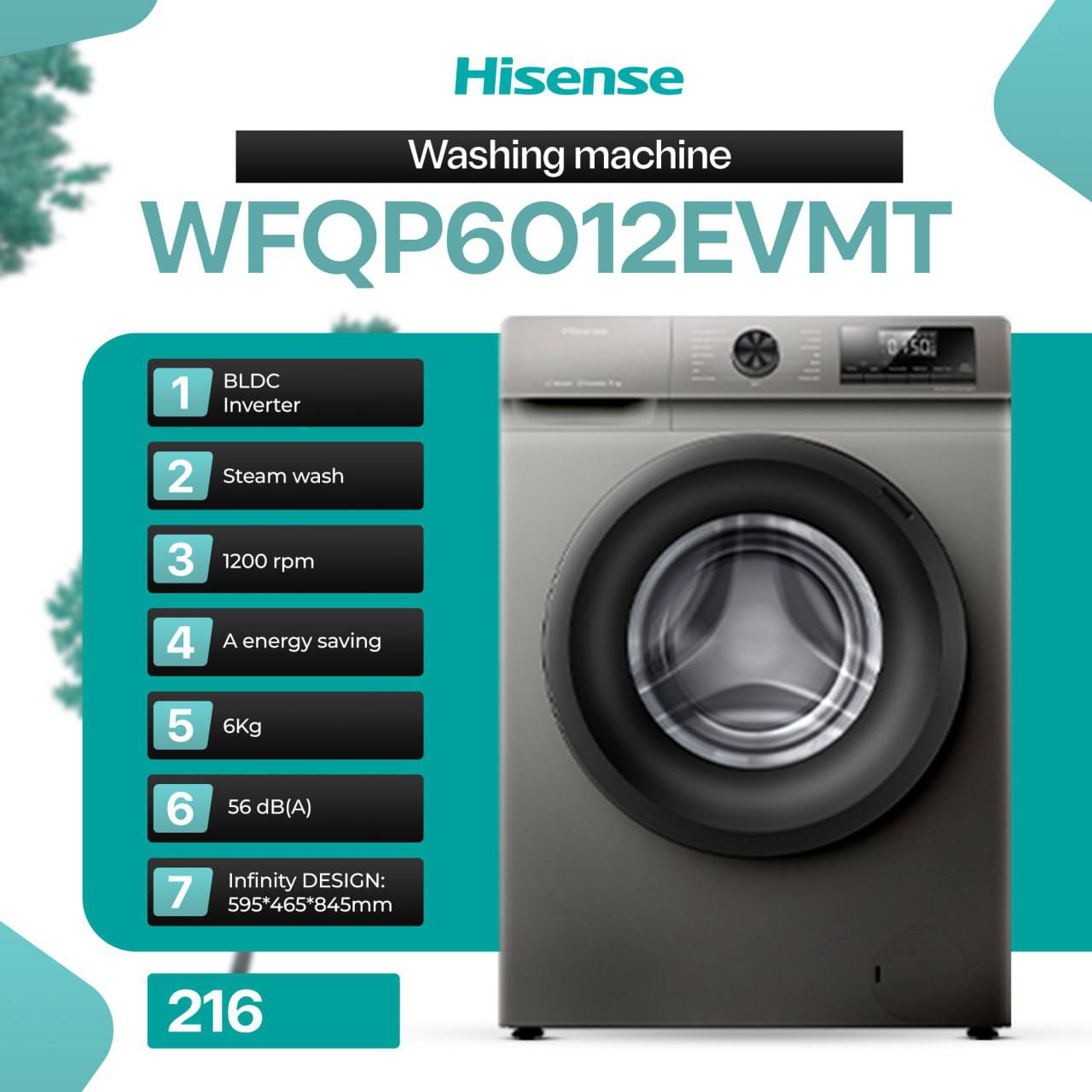 Hisense WFQP6012EEVMT kir yuvish mashinasi