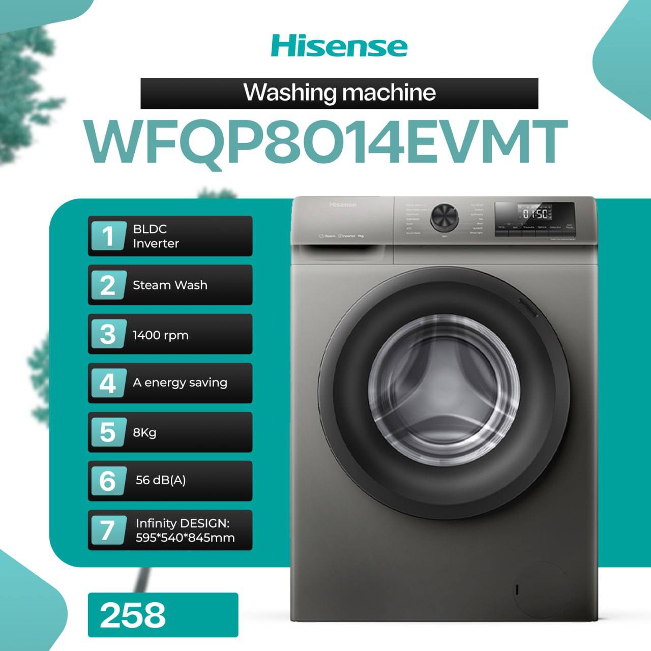 Hisense WFQP8014EVMT kir yuvish mashinas